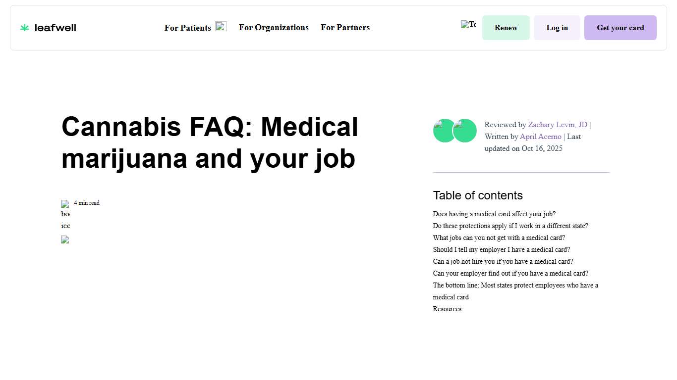 Does having a medical card affect your job?