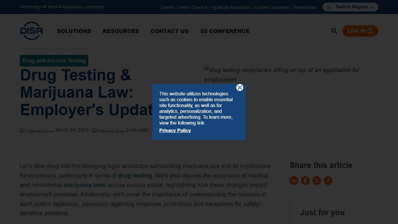 Drug Testing & Marijuana Law: Employer's Update | DISA